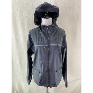 Highway Sport Vintage Black/Gray Hooded Front Zip Sports Jacket, Size Medium